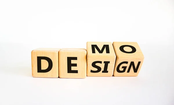 Demo Design Symbol Turned Cubes Changed Word Design Demo Beautiful — Stock Photo, Image