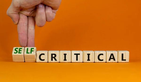 Critical Self Critical Symbol Wooden Cubes Words Self Critical Critical — Stock Photo, Image