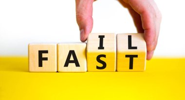 Başarısız hızlı simgesi. İş adamı, güzel beyaz arka planda 