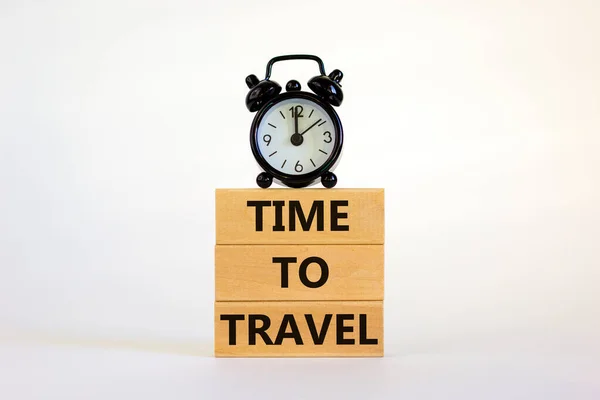 Tempo Viaggiare Simbolo Blocchi Legno Con Parole Concettuali Time Travel — Foto Stock