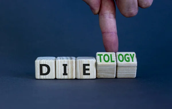 Dietology Instead Die Symbol Doctor Turns Wooden Cubes Changes Word — Stock Photo, Image