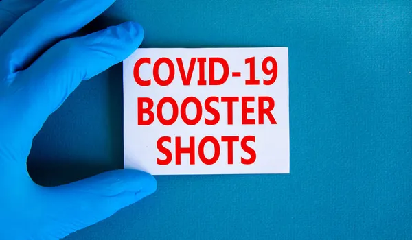 Covid Booster Shots Symbol Ord Covid Booster Skott Vitt Kort — Stockfoto