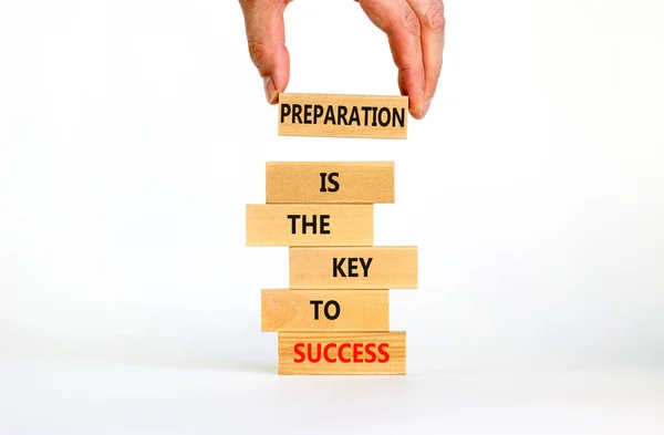 Preparation Success Symbol Wooden Blocks Words Preparation Key Success Beautiful — Stock Photo, Image