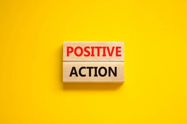 Time Positive Action Symbol Wooden Blocks Concept Words Positive Action — Stock Photo, Image
