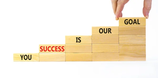 Your Success Our Goal Symbol Wooden Blocks Words Your Success — Stock Photo, Image