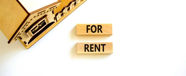 House Rent Symbol Concept Words Rent Wooden Blocks Miniature House — Stock Photo, Image