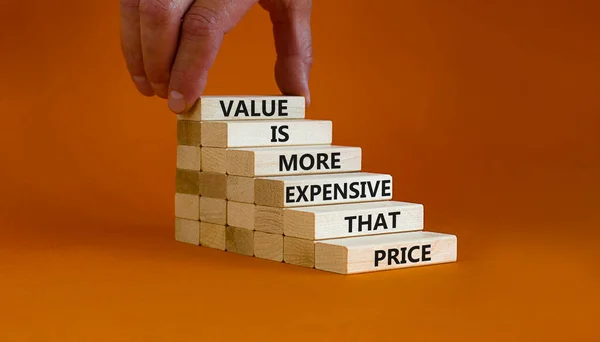 Price Value Symbol Wooden Blocks Concept Words Value More Expensive — Stock Photo, Image