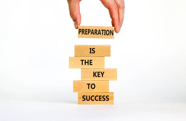 Preparation Success Symbol Wooden Blocks Words Preparation Key Success Beautiful — Stock Photo, Image