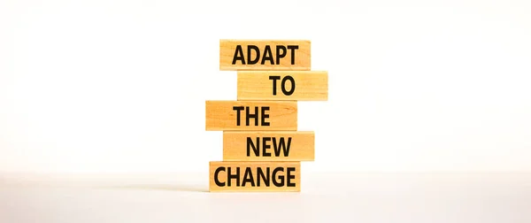 Adapt New Change Symbol Wooden Blocks Words Adapt New Change — Stock Photo, Image