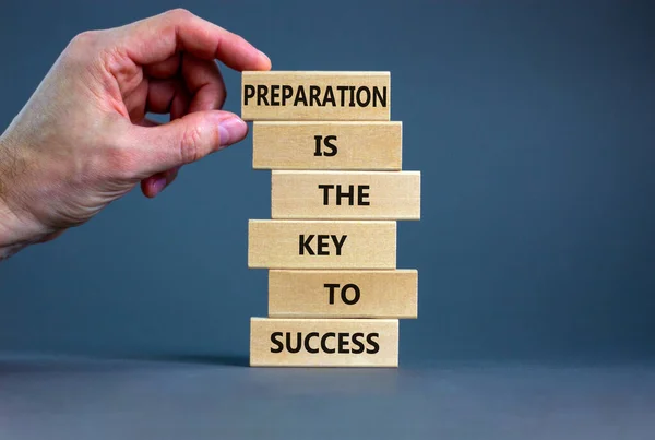 Preparation Success Symbol Wooden Blocks Words Preparation Key Success Beautiful — Stock Photo, Image