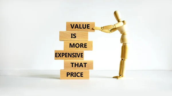 Price Value Symbol Wooden Blocks Concept Words Value More Expensive — Stock Photo, Image