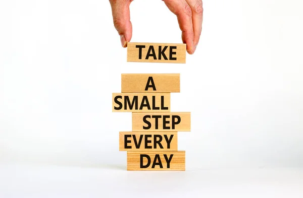 Take Small Step Every Day Symbol Wooden Blocks Words Take — Stock Photo, Image