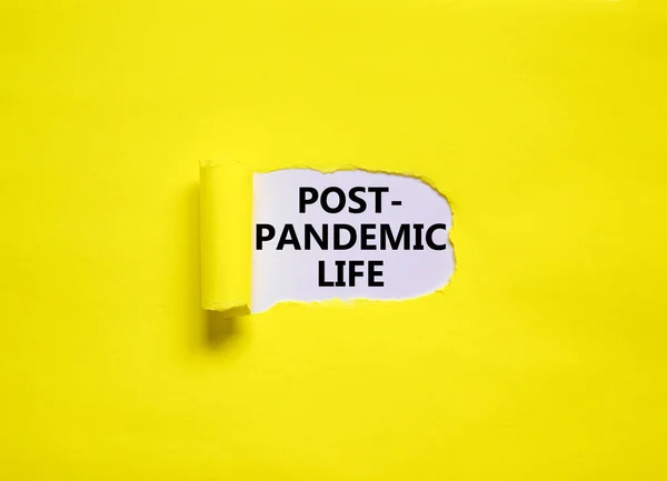 Post Pandemic Life Symbol Words Post Pandemic Life Appearing Torn — Stock Photo, Image