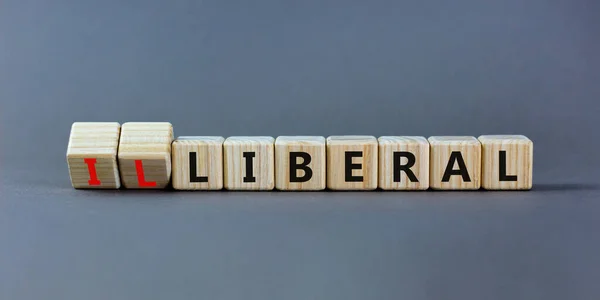 Símbolo Ilícito Liberal Giró Cubos Madera Cambió Palabra Liberal Liberal —  Fotos de Stock