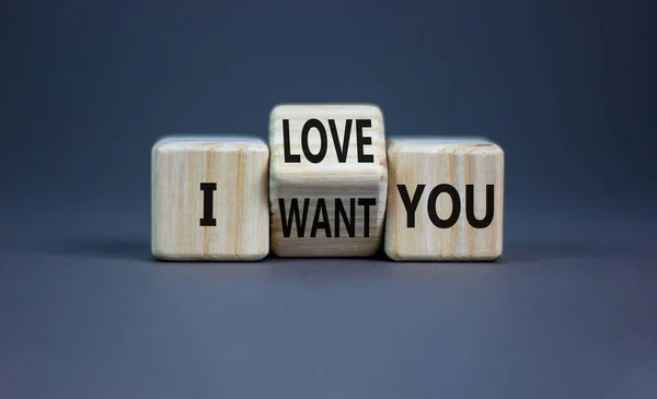 Love Want You Symbol Psychologist Turns Wooden Cubes Changes Words — Stockfoto