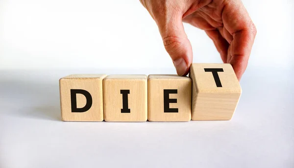 Diet Instead Die Symbol Doctor Turns Wooden Cube Changes Word — Foto Stock