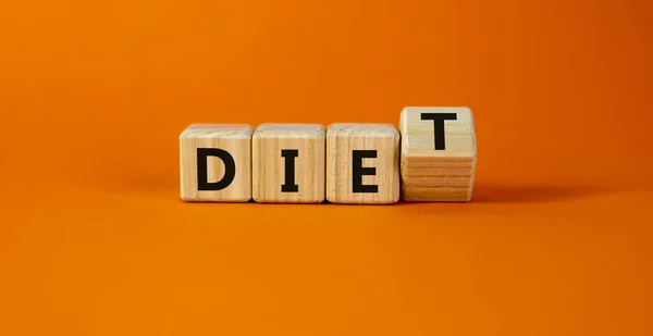 Diet Instead Die Symbol Turned Wooden Cube Changed Word Die — Foto Stock
