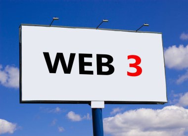 Web 3 ya da 3.0 sembolü. Beyaz ilan panosundaki 