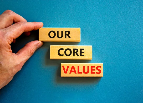 Nuestro Símbolo Valores Centrales Concepto Palabras Nuestros Valores Fundamentales Bloques — Foto de Stock