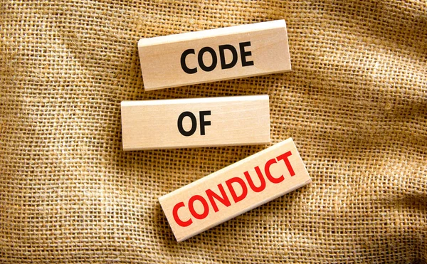 Código Conduta Símbolo Palavras Conceito Código Conduta Blocos Madeira Uma — Fotografia de Stock