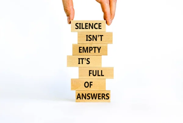 Answers Silence Symbol Wooden Blocks Words Silence Empty Full Answers — Stock Photo, Image