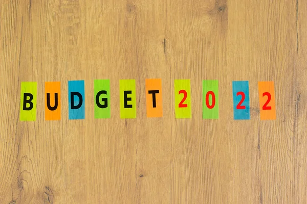 Obchodní Koncepce Rozpočtového Plánování2022 Slova Rozpočet 2022 Barevné Papíry Krásný — Stock fotografie