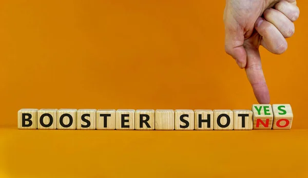 Covid Booster Vaccine Shot Yes Symbol Doctor Turns Cubes Changes — Stock Photo, Image