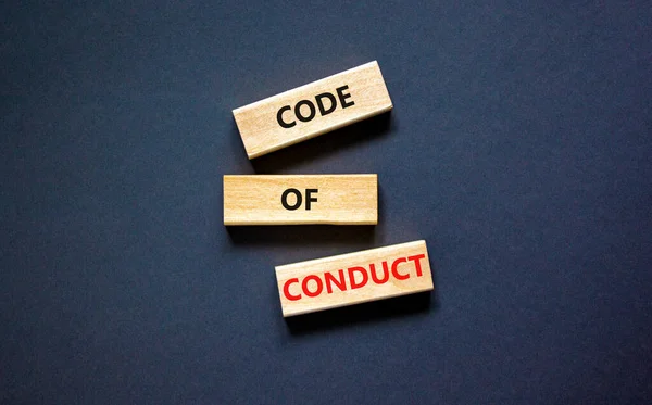 Código Conduta Símbolo Palavras Conceito Código Conduta Blocos Madeira Sobre — Fotografia de Stock