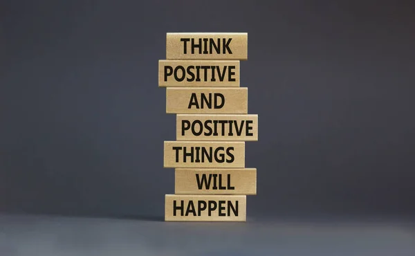 Think Positive Symbol Wooden Blocks Words Think Positive Positive Things — Stock Photo, Image