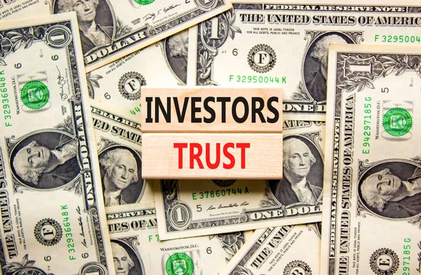 投资者信任的象征 投资者信任那些背景漂亮的美元钞票木块 企业投资与投资者信任的概念 抄袭空间 — 图库照片