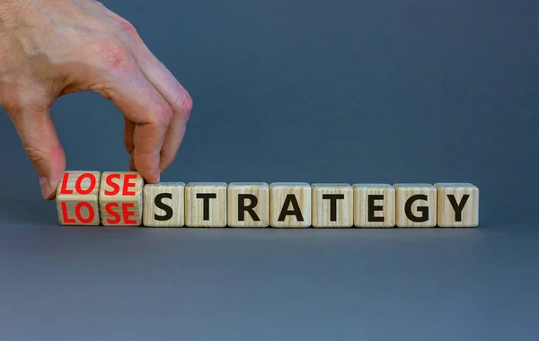 Lose Lose Strategy Symbol Businessman Turns Wooden Cubes Words Lose — Stock Photo, Image