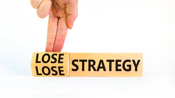 Lose Lose Strategy Symbol Businessman Turns Wooden Cubes Words Lose — Stock Photo, Image