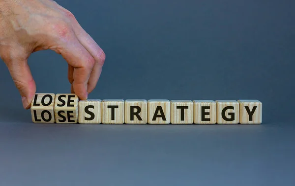 Lose Lose Strategy Symbol Businessman Turns Wooden Cubes Words Lose — Stock Photo, Image