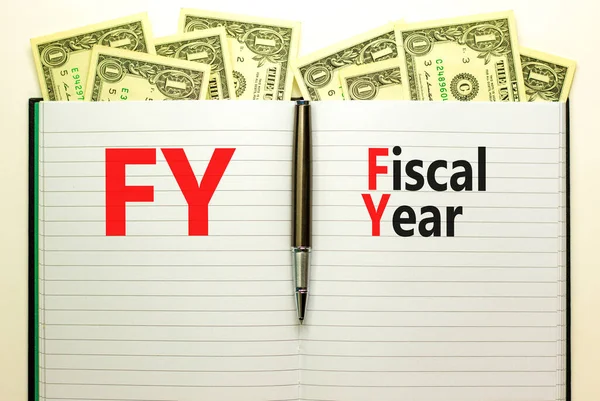 Símbolo Del Año Fiscal Concepto Palabras Año Fiscal Nota Blanca — Foto de Stock