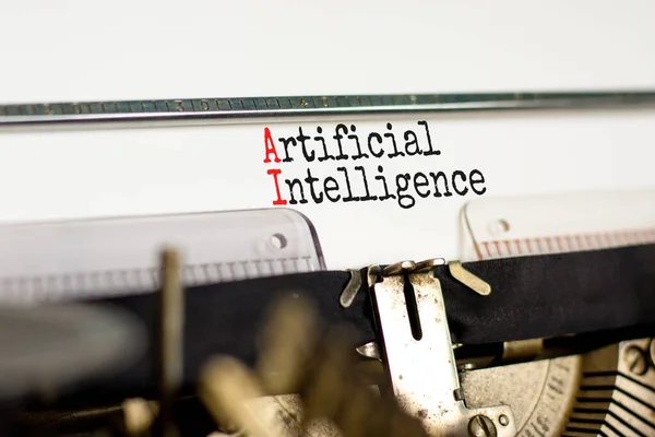 Kunstmatige Intelligentie Symbool Onderwerp Woorden Kunstmatige Intelligentie Wit Papier Getypt Stockfoto
