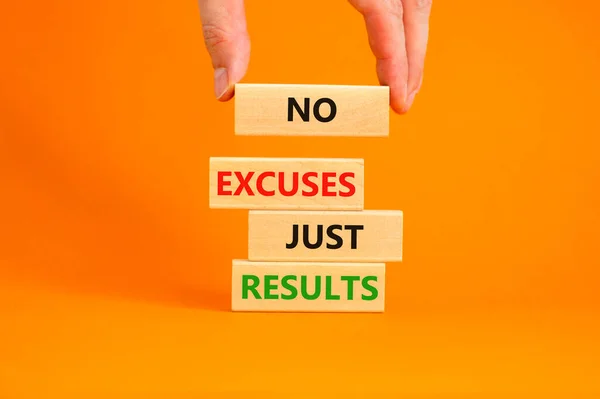 Geen Excuses Alleen Het Resultaatsymbool Concept Woorden Geen Excuses Alleen — Stockfoto