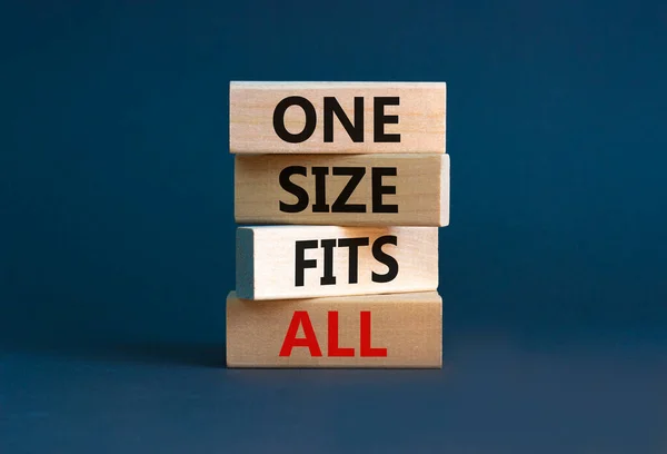 One Size Fits All Symbool Onderwerp Woorden One Size Fits Stockfoto