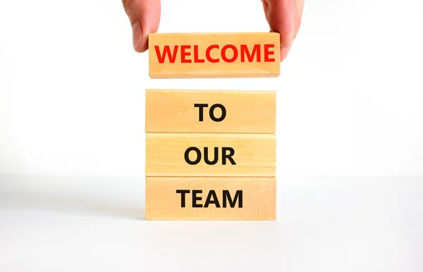 Welcome Our Team Symbol Concept Words Welcome Our Team Wooden — Stock Photo, Image