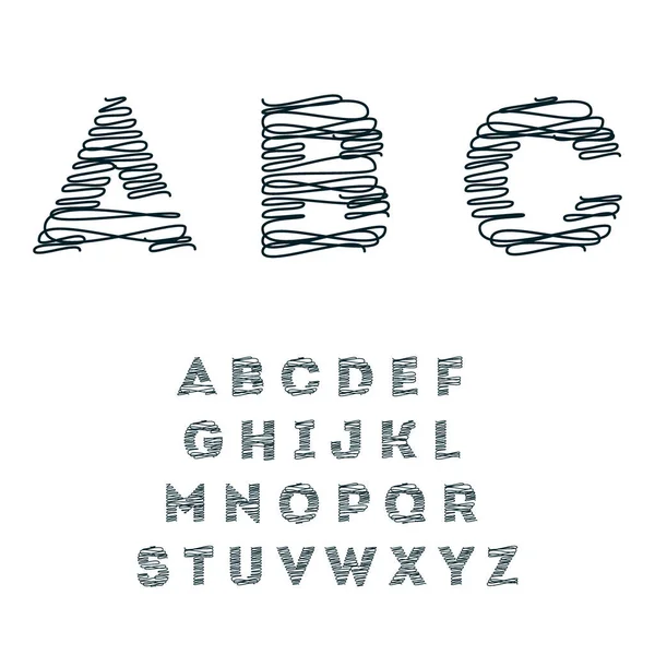 Alphabet Schrift Modernen Überlappungsstil Mode Kalligrafie Designs Schriftarten Großbuchstaben Vektorillustration — Stockvektor