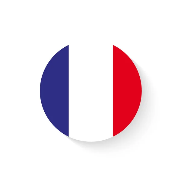 Okrągłe Francja Flaga Wektor Ikona Białym Tle Przycisk Flaga Francji — Wektor stockowy