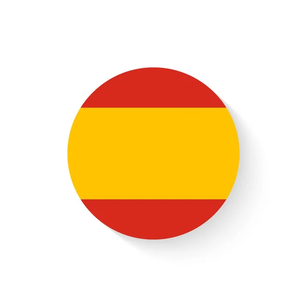 Ronde Spanje Vlag Vector Pictogram Geïsoleerd Spanje Vlag Knop — Stockvector
