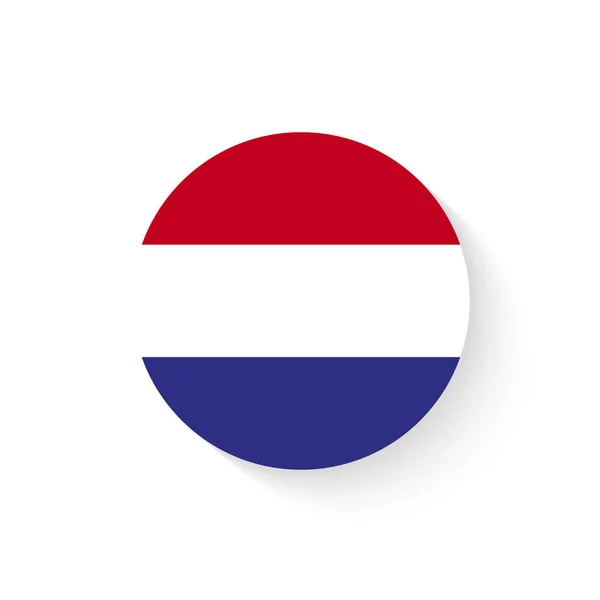 Bandeira Holanda Como Ícone Brilhante Redondo Botão Com Bandeira Holandesa — Vetor de Stock