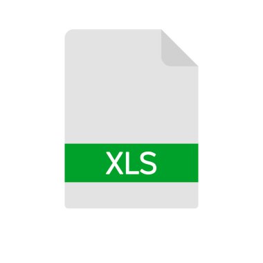 XLS dosya simgesi. Hesap cetveli tipi. Modern düz tasarım grafik çizimi. Vektör XLS simgesi