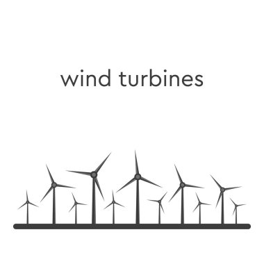 izole Rüzgar enerji güç vektör siluetleri vektör çizim