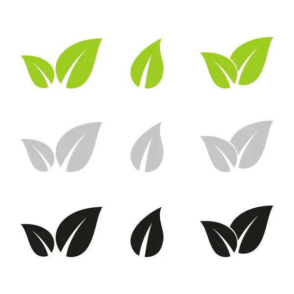 Набір Елементів Дизайну Зеленого Листя Зображення Векторною Ілюстрацією Ліцензійні Стокові Ілюстрації