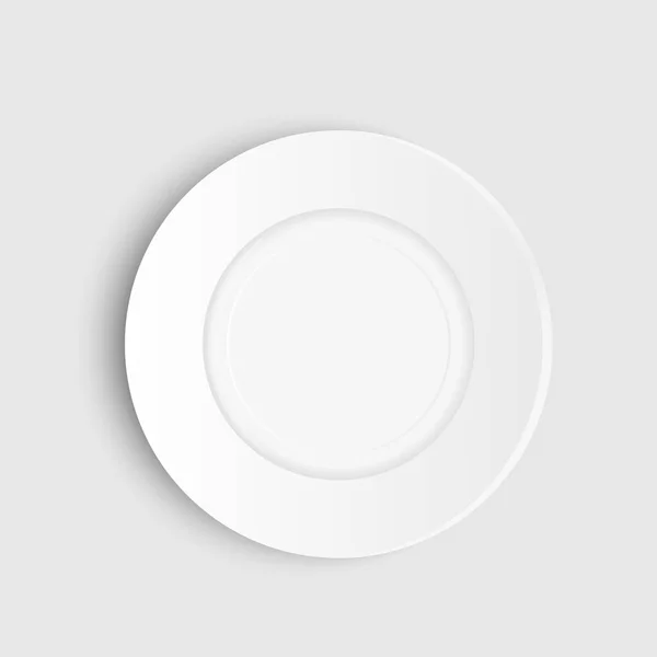 Placa Blanca Aislada Sobre Fondo Transparente Platos Cocina Para Comida — Vector de stock