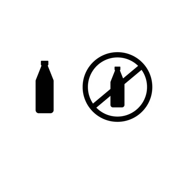 Kein Flaschenvektor Flaschenwasserzeichen Nicht Zulassen Der Rote Kreis Verbietet Das — Stockvektor