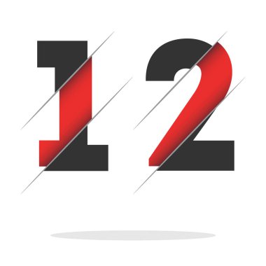 On iki numara. Yıldönümü logosu kağıt kesimi mektup ve zarafet altın rengi siyah arkaplan, kutlama için vektör tasarımı, davetiye kartı ve selamlama