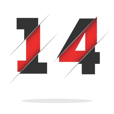 14 Numaralı Logo Tasarımı, Yaratıcı Kesim ve Siyah Çember Arkaplan. Yaratıcı logo tasarımı.