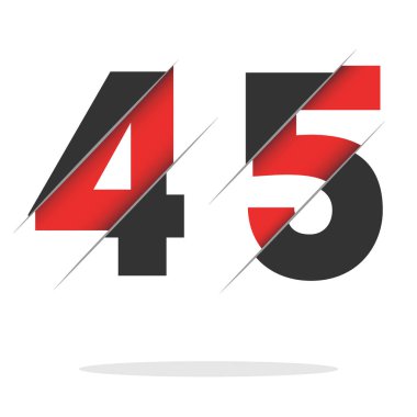45 45 45 Numara Yaratıcı Kesimi ve Siyah Daire Arkaplanı olan Logo Tasarımı. Yaratıcı logo tasarımı.